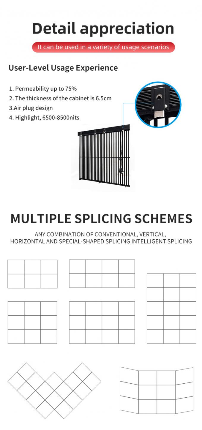 صفحه نمایش LED شفاف، پنجره شیشه ای شفاف، دیوار ویدئویی LED شفاف، پنل انعطاف پذیر، روشنایی بالا، صفحه نمایش LED 2