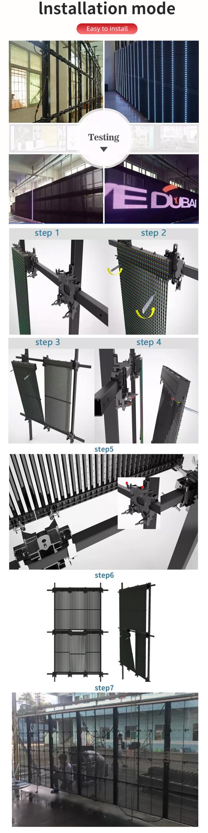 صفحه نمایش LED شفاف، پنجره شیشه ای شفاف، دیوار ویدئویی LED شفاف، پنل انعطاف پذیر، روشنایی بالا، صفحه نمایش LED 4