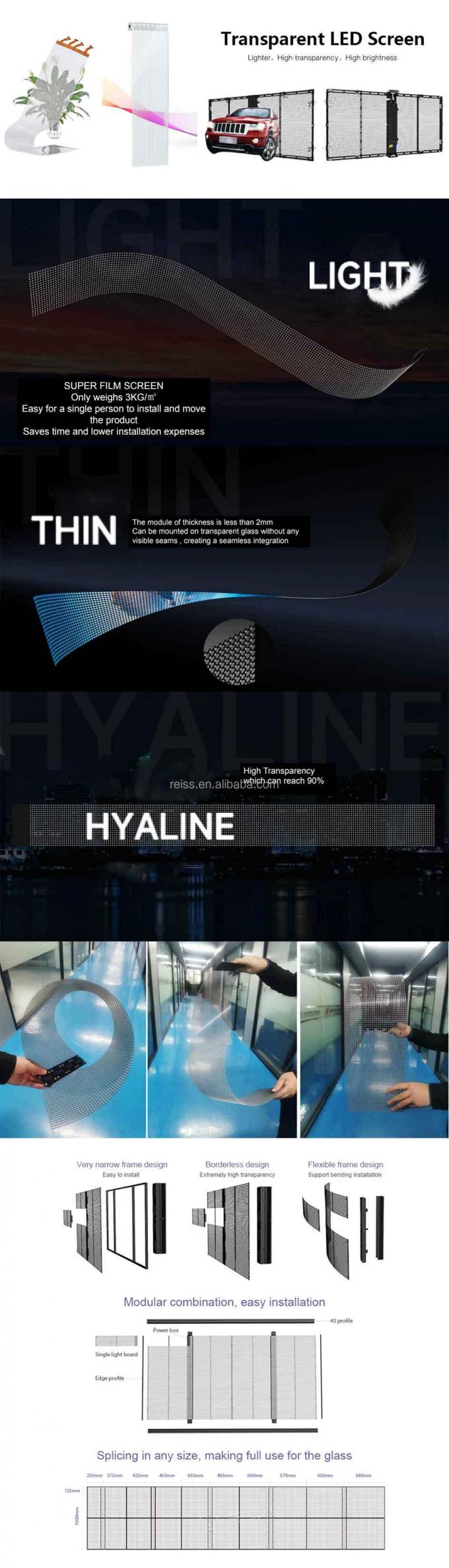 صفحه نمایش شیشه ای LED P3.91-7.81 HD شفاف تبلیغات شفاف صفحه نمایش LED 2