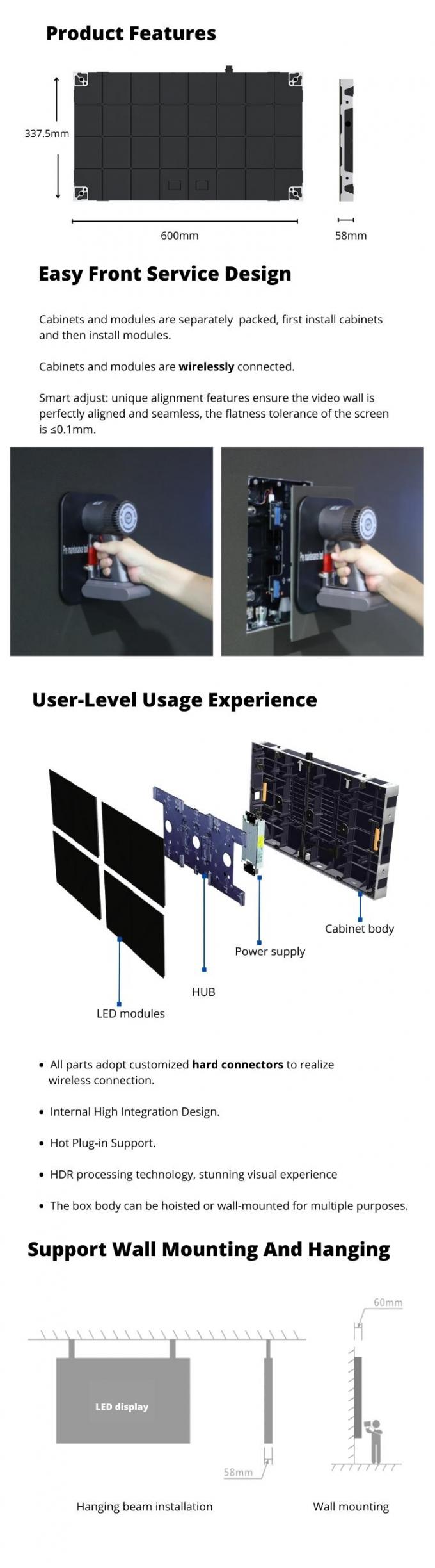 پنروک COB در داخل خانه پیکسل های کوچک P0.6 P0.7 P0.9 P1.25 صفحه نمایش دیواری ویدئویی چرچ کوچک 6