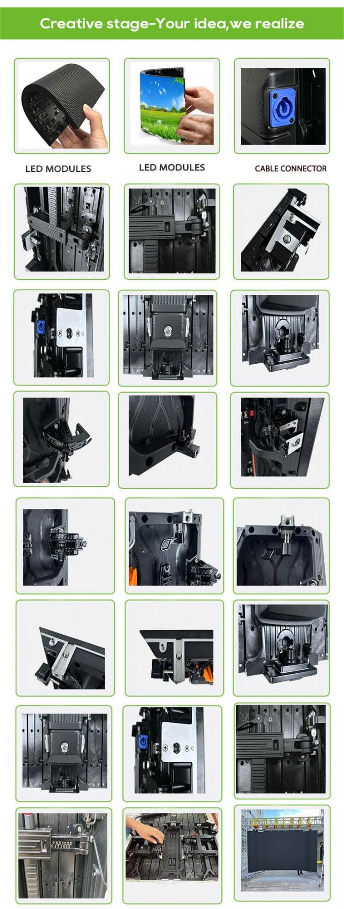 اجاره دیوار ویدئویی LED انعطاف پذیر منحنی صفحه نمایش داخلی/خارجی برای نمایشگاه ها و فعالیت های صحنه - P2.976 P3.91 P4.81 3